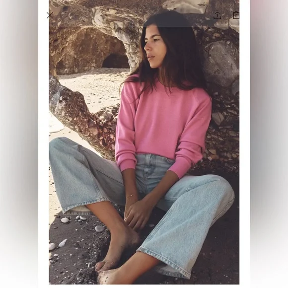 NWOT. Zara wool blend sweater. Round neck, ribbed sleeves. Sits at waist. Pink - Picture 6 of 13